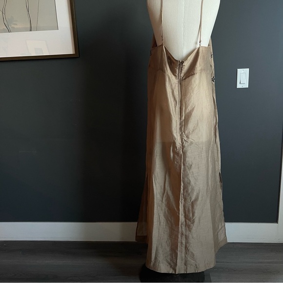 H&M Edition Dark Tan Sheer Embellished Slip Dress - Picture 6 of 15
